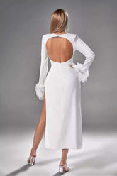 Charlee White Feather Diamante Dress